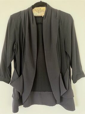 Kimchi Blue Black Draped Open Front Blazer Jacket